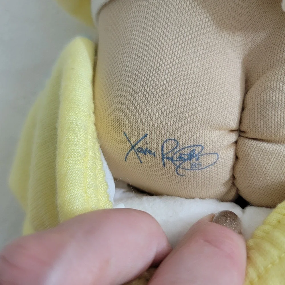 VTG‎ 1985 Cabbage Patch Kids Doll HM 3 Blonde Hair Pigtails Original Yellow Suit